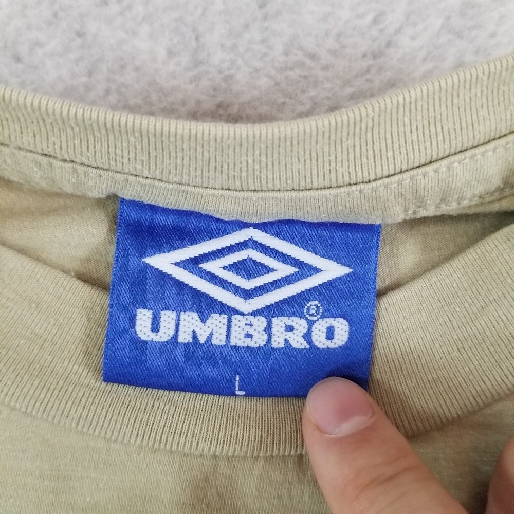 Vintage Umbro Shirt Mens Large Beige Ireland FAI Opel Soccer Football Tee 90s - Picture 3 of 10